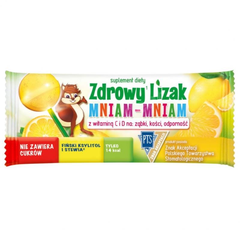 Zdrowy Lizak Mniam-Mniam z Witaminą C i D o smaku cytrynowym, 1 szt.