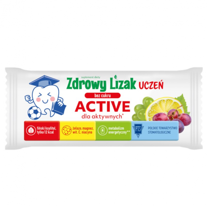 Zdrowy Lizak Uczeń Active o smaku winogronowo-cytrynowym, 1 szt.