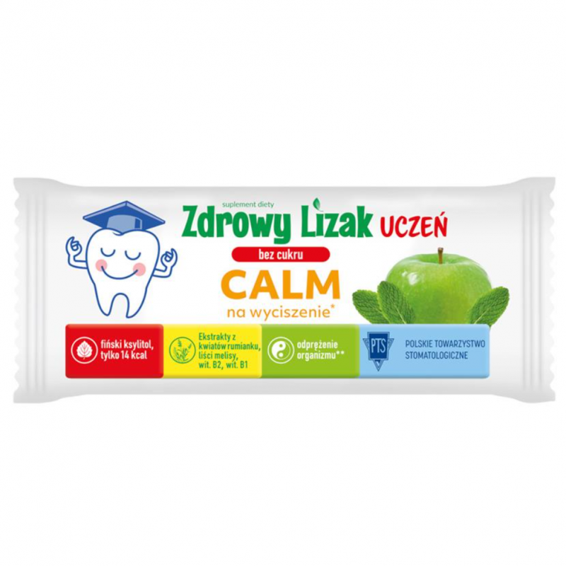 Zdrowy Lizak Uczeń Calm o smaku jabłkowo-miętowym, 1 szt.
