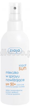 ZIAJA SOPOT SUN Mleczko nawilżające w sprayu SPF50+170 ml / Bezpieczne opalanie