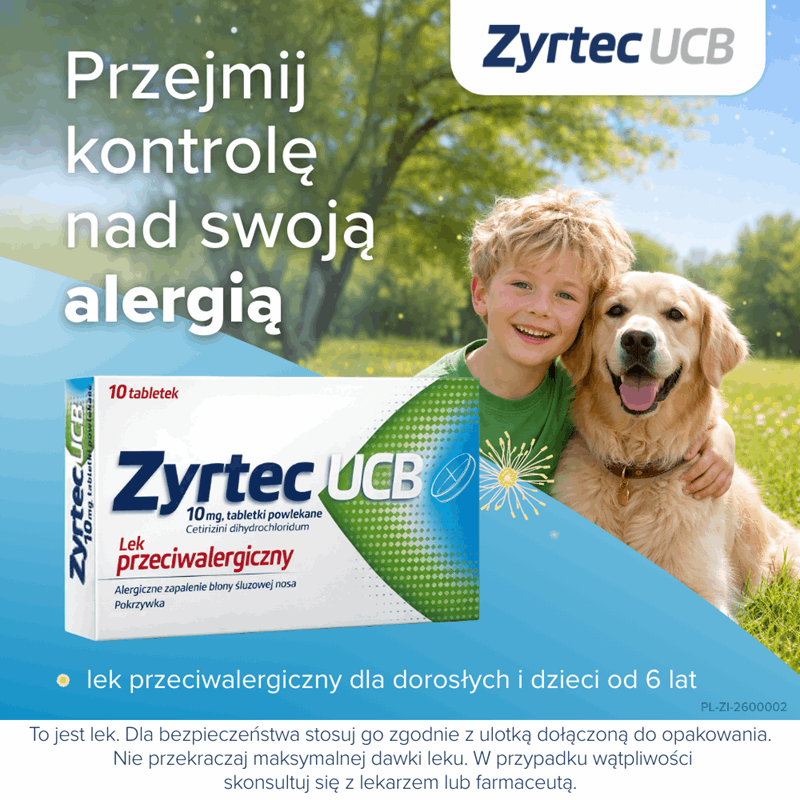 Zyrtec UCB 10 mg 10 tabletek powlekanych (Alergia )