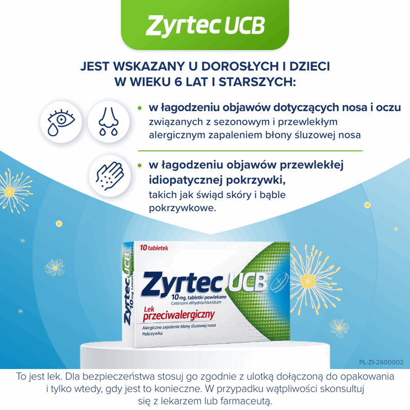 Zyrtec UCB 10 mg 10 tabletek powlekanych (Alergia )